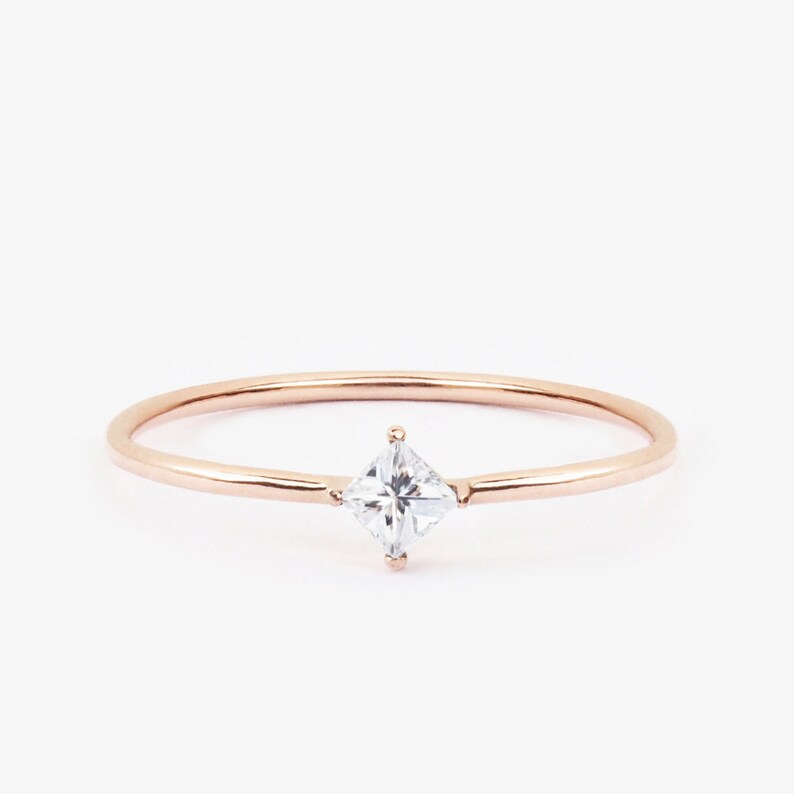 Princess Black Diamond Alternatives Engagement Promise Ring White 14k over 925