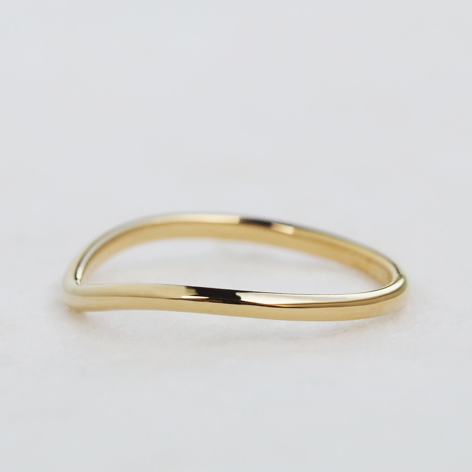 Solid Gold Curved Wedding Band Plain Wedding Band For