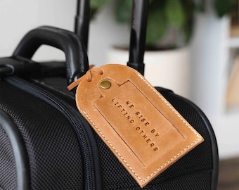 Full-Grain Leather Luggage Tag: Travel ID Tag