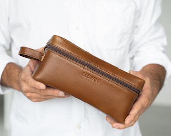 Neceser artesanal para él, neceser de cuero para hombre, estuche de viaje artesanal, neceser para hombre, neceser de cuero, regalo de viaje