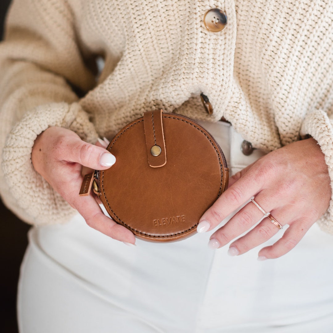 Small Coin Zip Wallet in Elephant Leather - Bill Wall