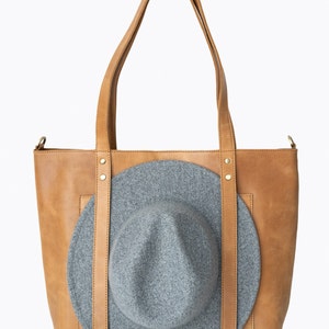 Natalie Hat Tote, leather tote, travel tote, travel bag, leather travel bag, hat bag, leather travel, tote bag, leather bag image 2