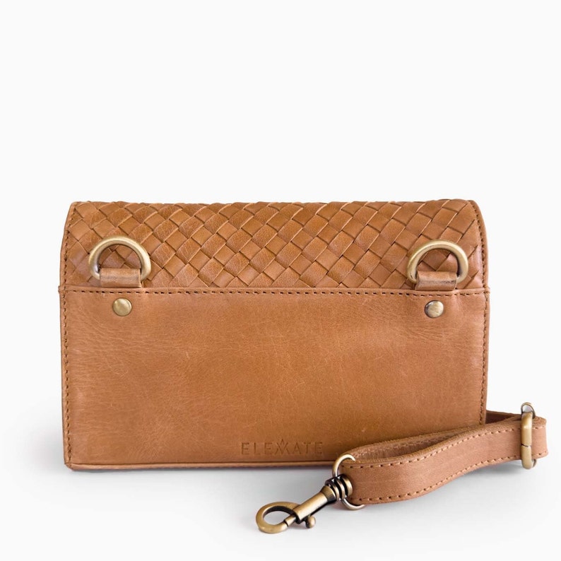 Woven DiMarco Crossbody, leather crossbody, hand-crafted leather crossbody, travel crossbody, built-in wallet, leather bag, leather belt bag image 2