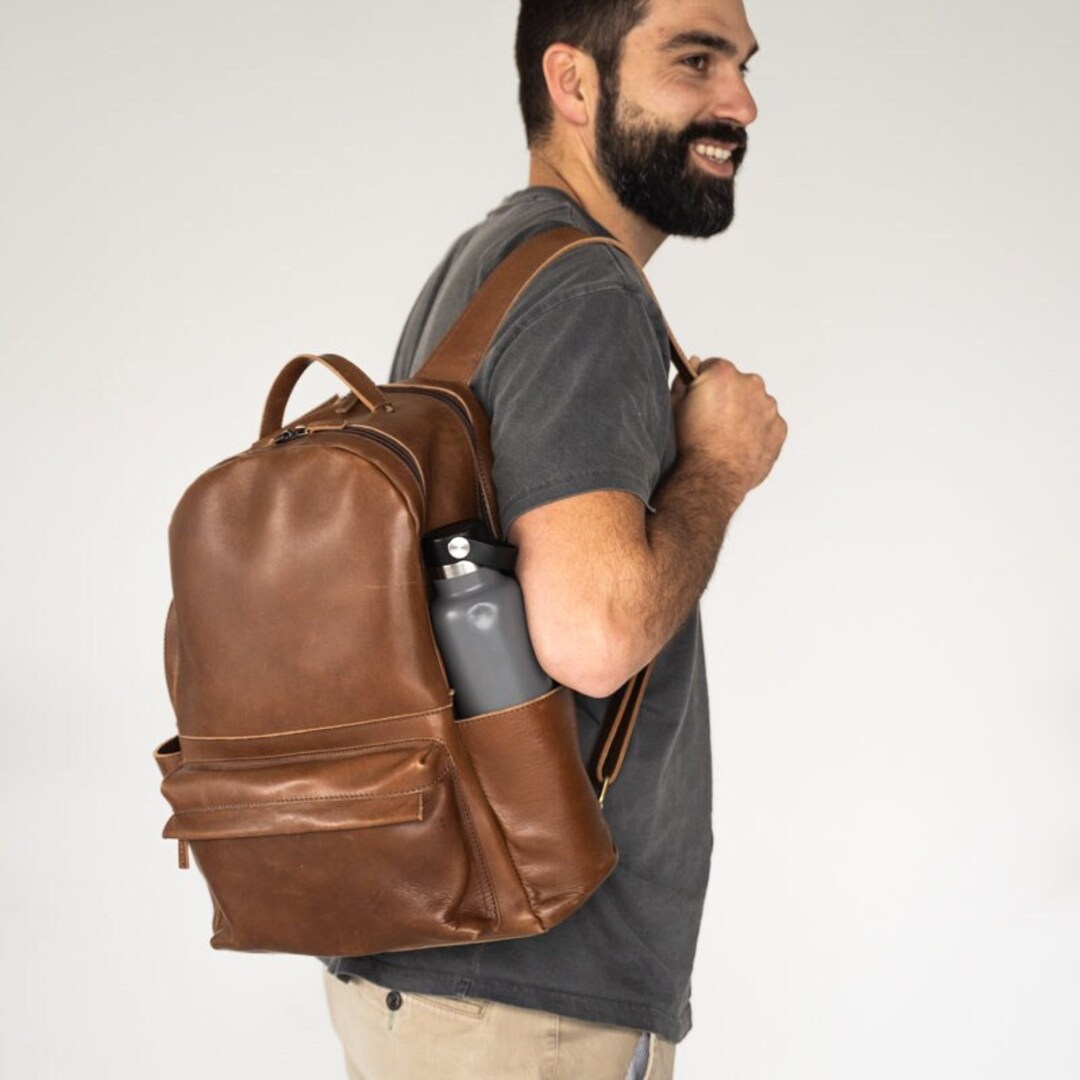Full-Grain Leather Backpack Purse, Minimal Structured Work Commuter City Travel Amazon.com: BOYATU Women main image 3