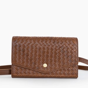 Woven DiMarco Crossbody, leather crossbody, hand-crafted leather crossbody, travel crossbody, built-in wallet, leather bag, leather belt bag image 9