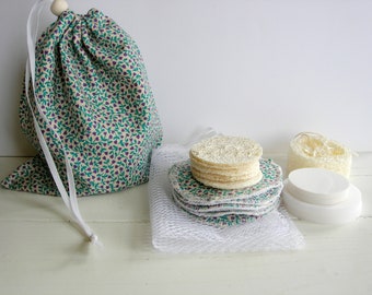 Reusable facial pads in pouch. Makeup remover pads. Facial rounds. Mother's Day.