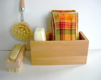 Reusable eco sponges. Set of 3 in a bamboo container. Zero waste. UnSponge.