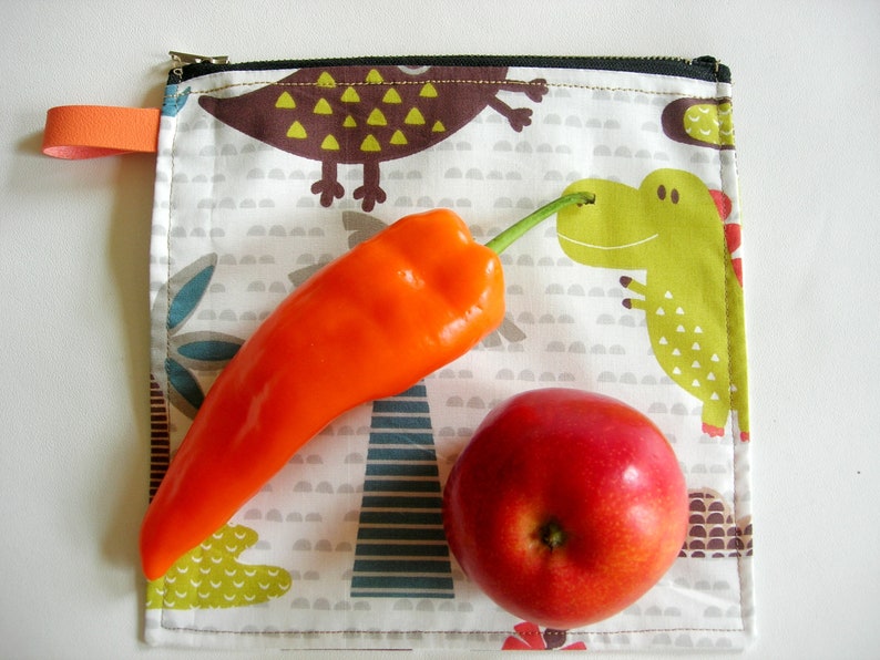 Herbruikbare kinder lunchzak met rits. Zero waste. foto 8 19x19 cm.