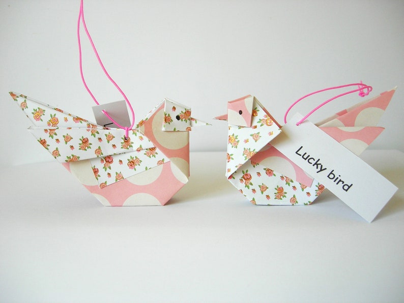 Set Origami Geluksvogeltjes, lucky birds of love-birds. foto 4