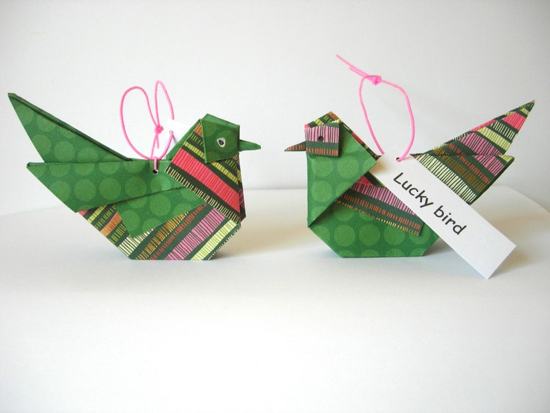 Set Origami Geluksvogeltjes, lucky birds of love-birds. foto 7