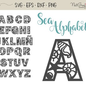 Alfabeto - SVG - Arquivos SVG para Cricut - Silhueta - Letras - Clipart vetorial - Alfabeto - ABC - Mar - Oceano