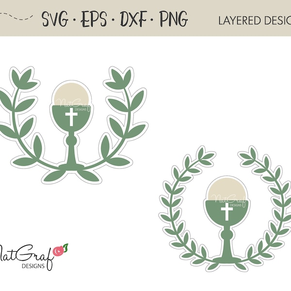 Chalice wreath, Communion chalice svg, chalice cup svg, eucharist svg, IHS svg, first communion cutfile, christian svg, religious svg