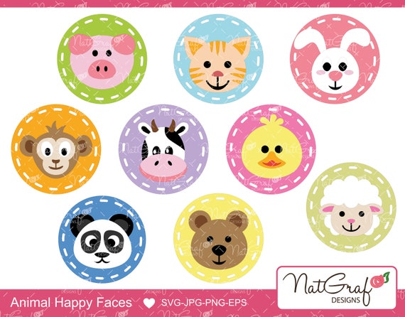 Animal Faces Svg Cutting Files Svg Bundle Farm Animals Etsy