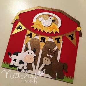 Barn Card SVG, farm svg, farm birthday, cow svg