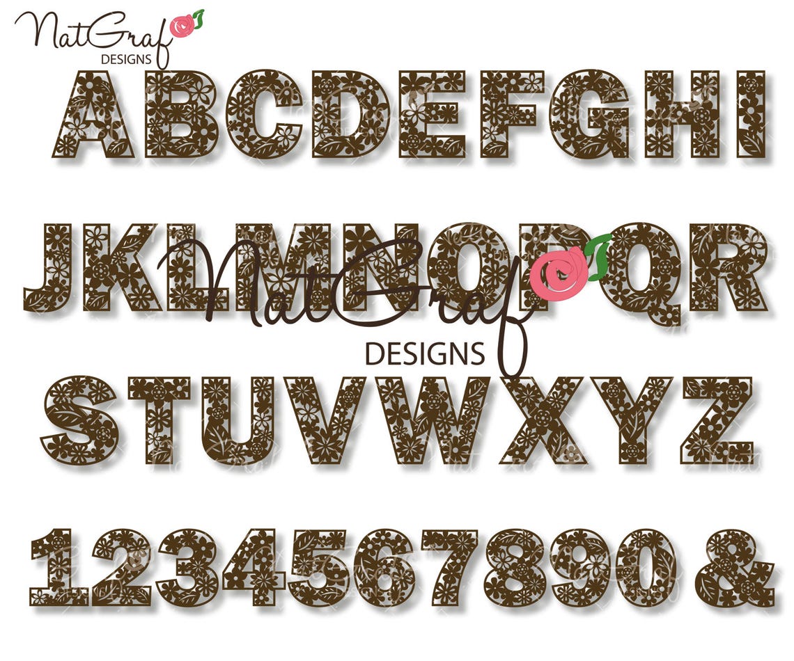 Floral Alphabet SVG SVG Files for Cricut Silhouette Etsy