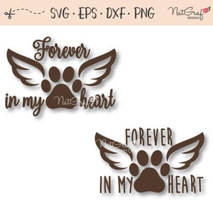 Archivos SVG, calcomanía de perro, perro, amor de cachorro, huella de pata, calcomanía de automóvil, calcomanía svg, Por siempre en mi corazón, perro perdido, puente de arcoíris, monumento conmemorativo para mascotas, amor