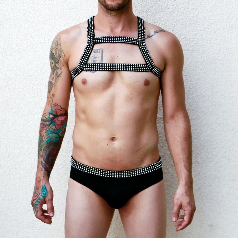 Black Rhinestone Bikini Harness Set