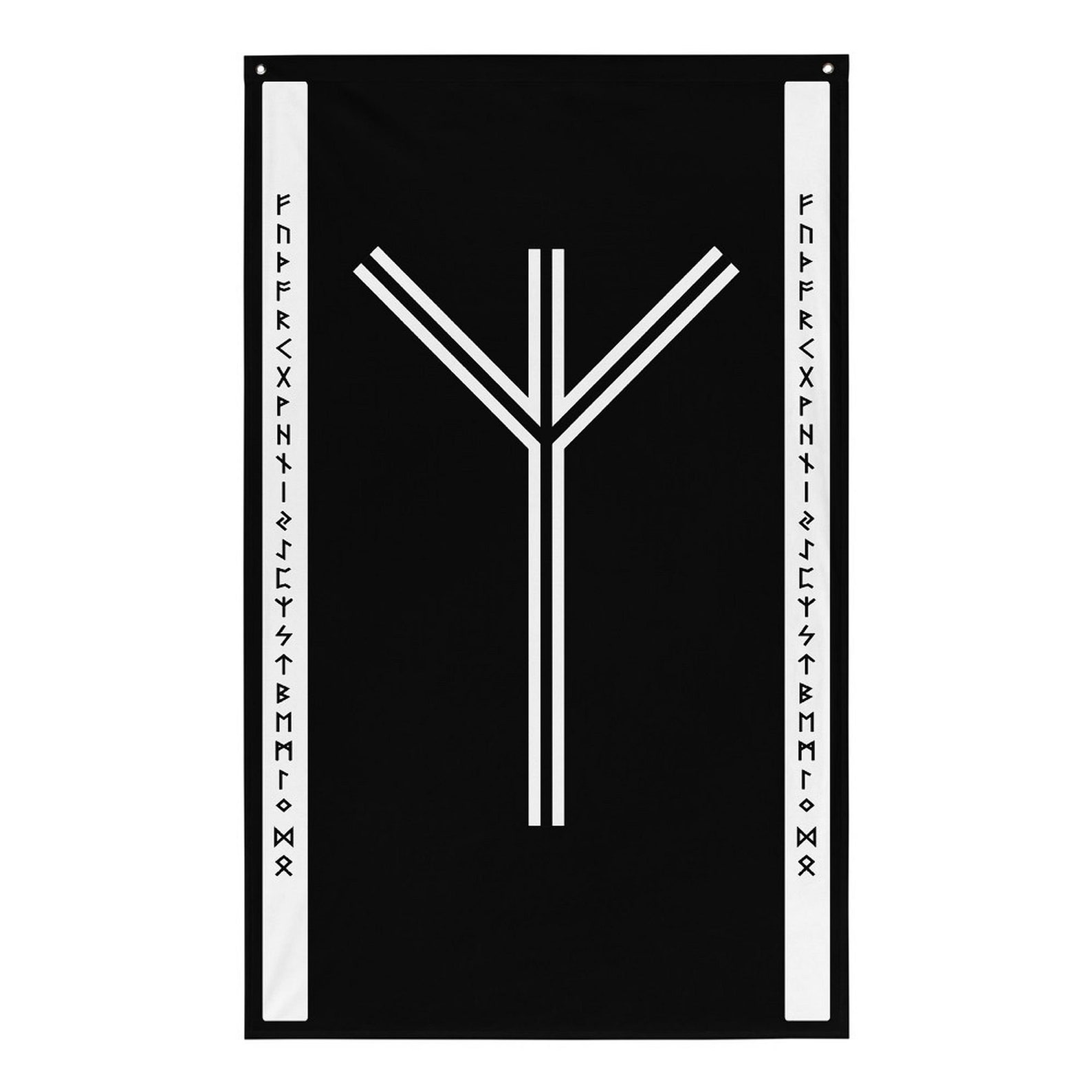 Algiz Elder Futhark Runes Black White Wall Hanging Flag, Norse Pride ...