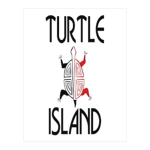 May include: Black and red stylized illustration of a turtle with the text "TURTLE ISLAND" above and below the image.