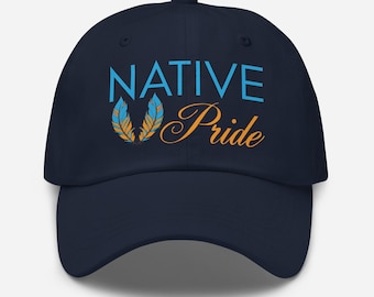 Native Pride Feathers Dad Hat, American Indian Cultural Hat Accessory