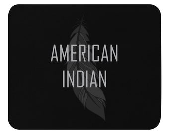 American Indian Feather Black Mousepad, Indigenous Pride