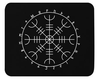 Aegishjalmr Runes Black Mousepad, Elder Futhark, Germanic Pride, Norse Pride, German Pride, Helm of Awe, Pagan