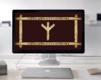 Algiz Brown Grunge Runes 1920x1080 Fondo de escritorio, Orgullo alemán, Runas Elder Futhark, Orgullo nórdico, Espiritual, Fondo de pantalla de computadora