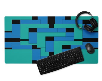 Annex Abstract Art Gaming Mouse Pad Desk Mat, Black, Blue, Turquoise