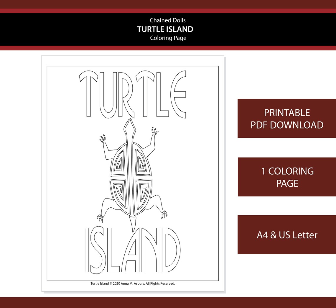 Printable Turtle Island Coloring Page PDF Instant Download - Etsy