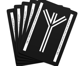 Algiz Black White Runes Poker Cards, Elder Futhark, Germanic Pride, German Pride, Norse Pride, Viking Pride, Playing Cards, Pagan Pride