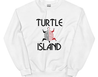 Sudaderas de suéter unisex Red Black Turtle Island, Orgullo Indígena, Indio Americano
