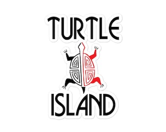 Turtle Island Kiss Cut Vinyl Sticker, Indigenous Pride, American Indian, Red, Black