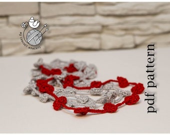 Patrón de guirnalda de corazones a crochet en PDF, San Valentín, decoración, fácil, descarga instantánea.