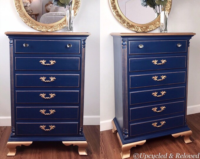 Vintage Lingerie Chest Blue Dresser Chest of Drawer Etsy