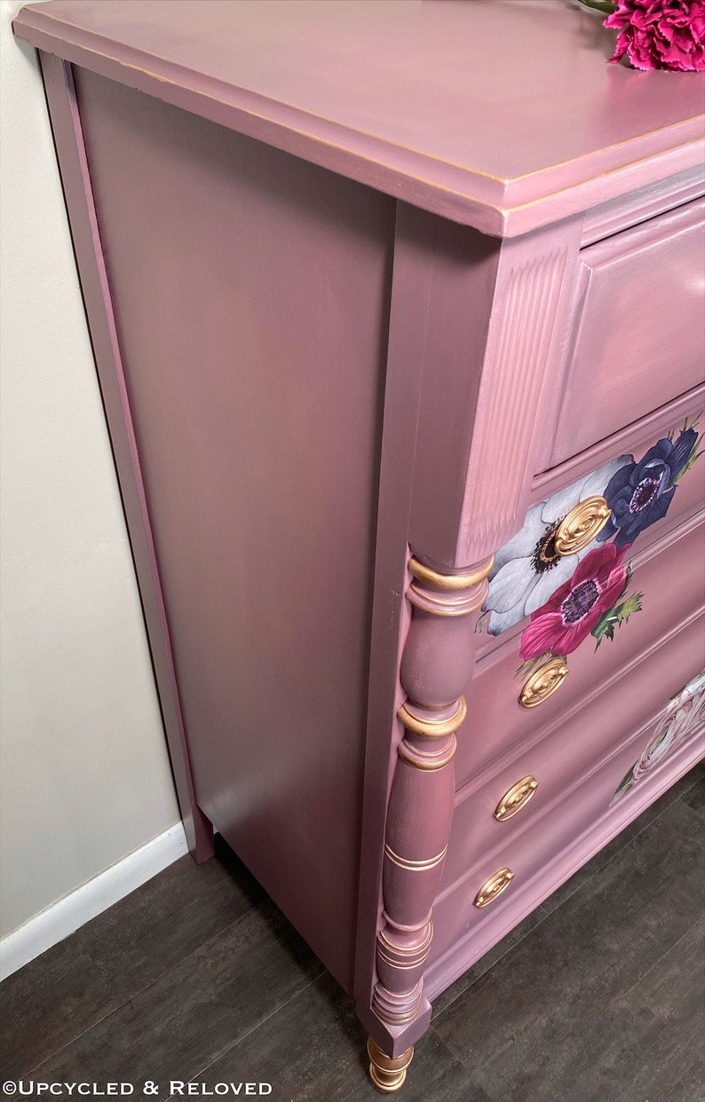 Beautiful Antique Hand Painted Tall Chest of Drawer Antique Etsy