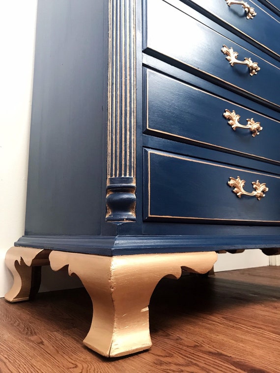 Vintage Lingerie Chest Blue Dresser Chest Of Drawer Etsy