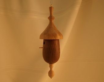 Walnut and Oak Birdhouse Ornament