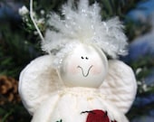 Angel Ornament quot Let Love Guide Your Life, quot hand stitched, hand painted, with heart wings and a halo. Encouragement gift.