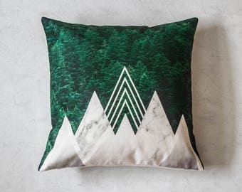 Tree mountain Pillow Cover, Pillow Covers, Throw Pillow, Green Pillow Cover, Cushion Cover, Decorative Pillow Cover, Cushion Cover, Gift