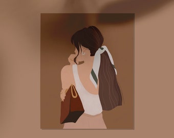 Ilustración de moda: Arte de mujer elegante, decoración de pared moderna