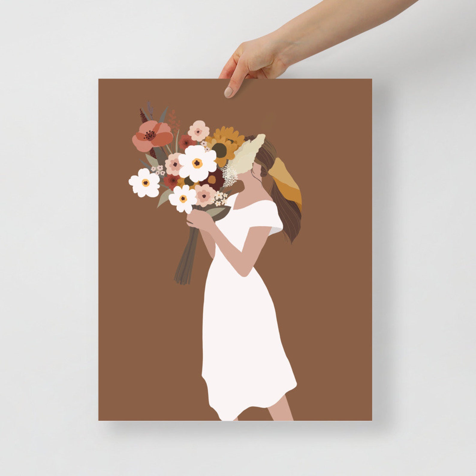 Girl With Flower Illustration Woman Illustration Print - Etsy New Zealand