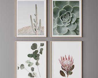 Wüste Botanische Kunstdruck : Kaktus, Sukkulente, Eukalyptus (Digitaler Download)