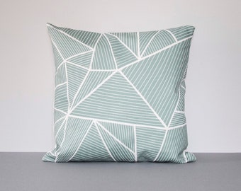 Green Geometric Pillow Cover, Pastel Green Throw Pillow, Lines Decorative Pillow Cover, Cushion Cover, Christmas Gift