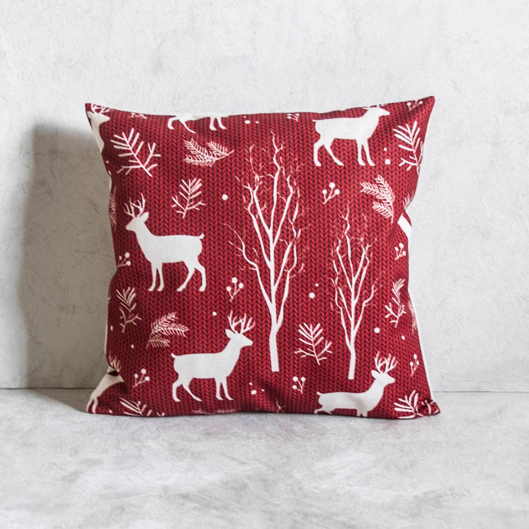 Reindeer Pillow Cover Tree Pillow Cover Pillow Covers Throw Etsy Canada