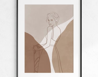 Woman Line Drawing Print, Abstract Woman Figure, Minimalist Art, Wall Print, Wall Art, Wall Decor, Modern Home Decor, Digital Download