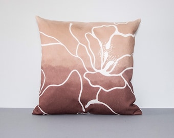 Neutral Floral Pattern Pillow Cover, Brown Floral Pattern Throw Pillow, Flower Pattern Decorative Pillow Cover,Cushion Cover, Christmas Gift
