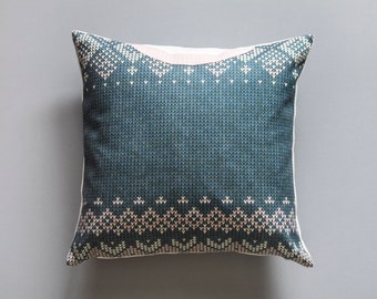 Christmas Sweater Pillow Cover, Knitting Patterns Pillow Cover, Blue Christmas Throw Pillow Covers, Christmas Throw Pillow, ugly sweater.