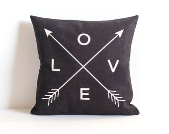 Love Pillow Cover, Black Pillow Covers, Black Throw Pillow, Decorative Pillow Cushion, Sofa Pillow, Pillow Covers, Cushion Covers