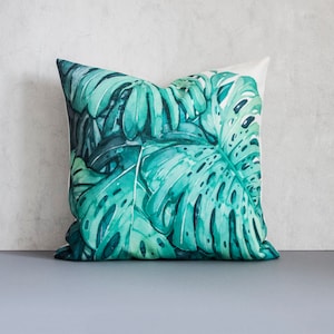 Colourful Monstera Leaf Pillow Cover Monstera Leaf Pillow Cover Abstract