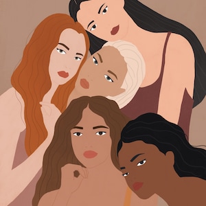 Illustration, Woman illustration print, Strong Together Illustration, Fashion Illustration, Girl Art, Illustration Print, Digital Art